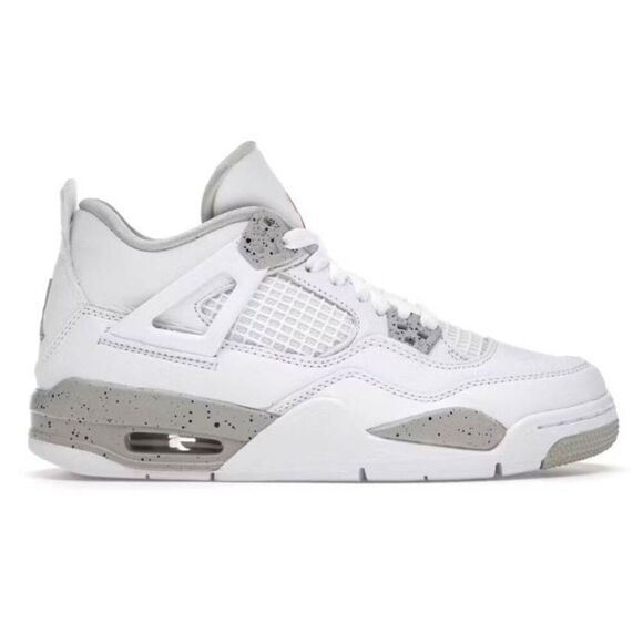 NIKE Air Jordan 4 Retro 'White Oreo' Sneakers Size 5.5Y/W7 - Picture 1 of 13